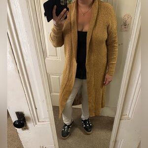 Women's Mustard Open-Front Cardigan would fit all sizes